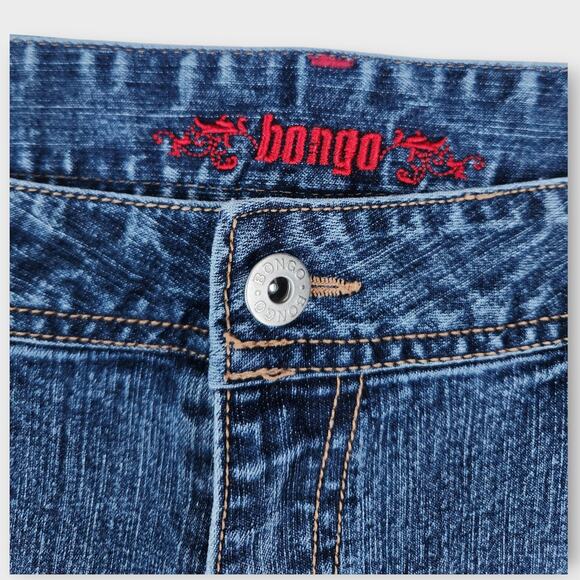 Bongo Jeans Jrs. 16.5 Blue Denim Bootcut Floral Embroidered Med-Wash VTG Y2K - Picture 3 of 7
